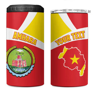 Personalized Amhara Region 4 in 1 Can Cooler Tumbler Coat Of Arms With Amhara Map