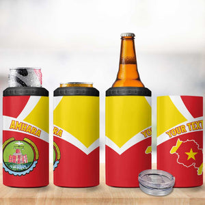 Personalized Amhara Region 4 in 1 Can Cooler Tumbler Coat Of Arms With Amhara Map