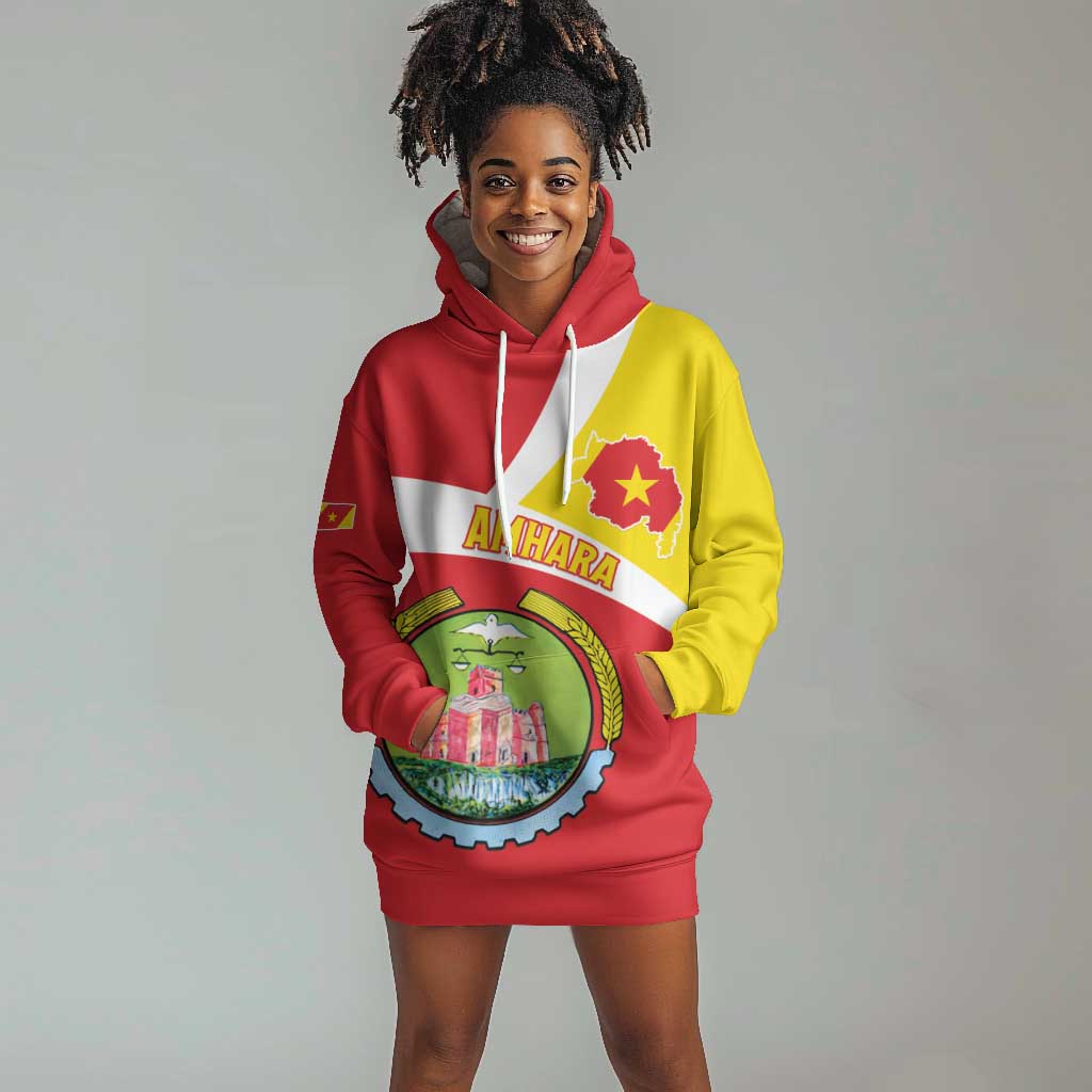Personalized Amhara Region Hoodie Dress Coat Of Arms With Amhara Map