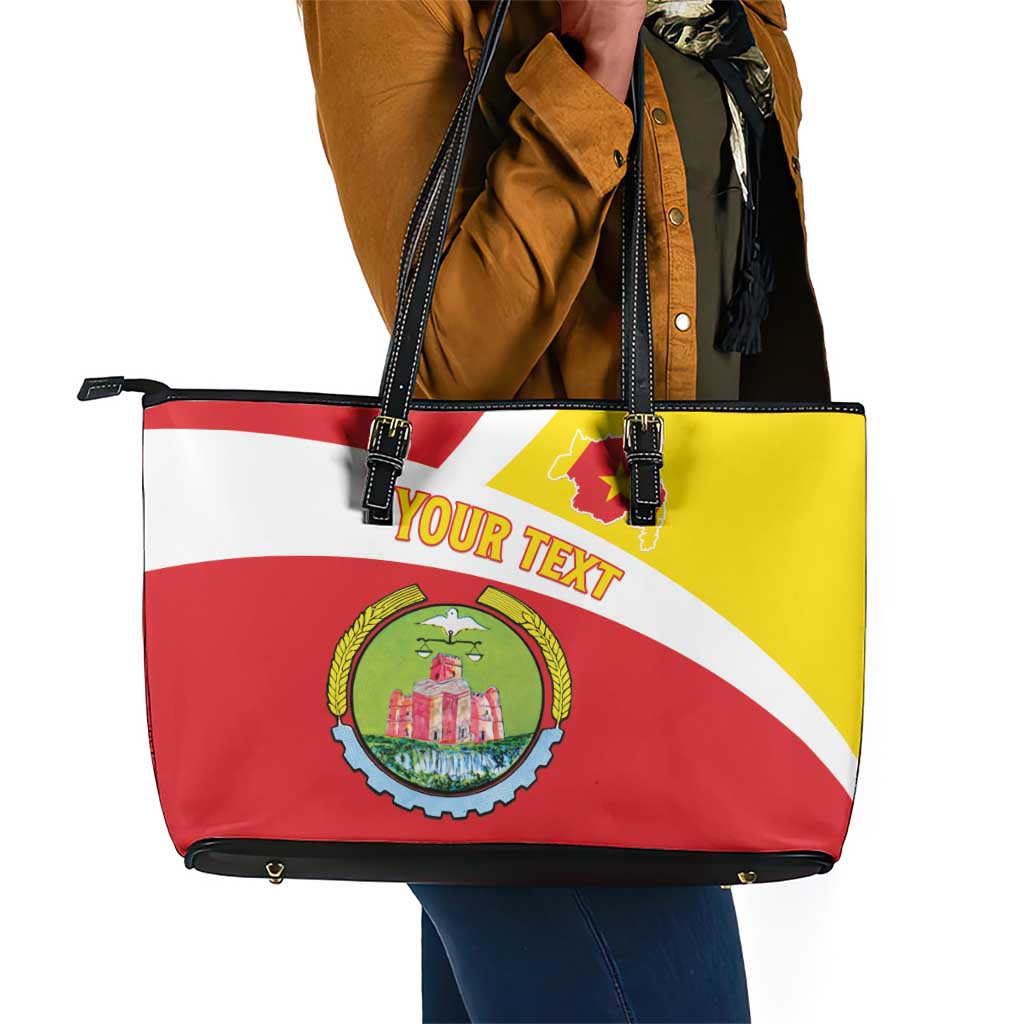 Personalized Amhara Region Leather Tote Bag Coat Of Arms With Amhara Map
