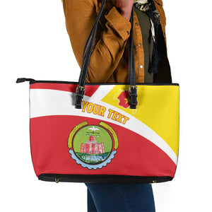 Personalized Amhara Region Leather Tote Bag Coat Of Arms With Amhara Map