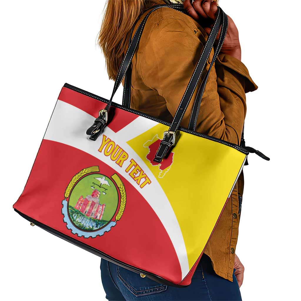 Personalized Amhara Region Leather Tote Bag Coat Of Arms With Amhara Map
