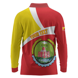 Personalized Amhara Region Long Sleeve Polo Shirt Coat Of Arms With Amhara Map