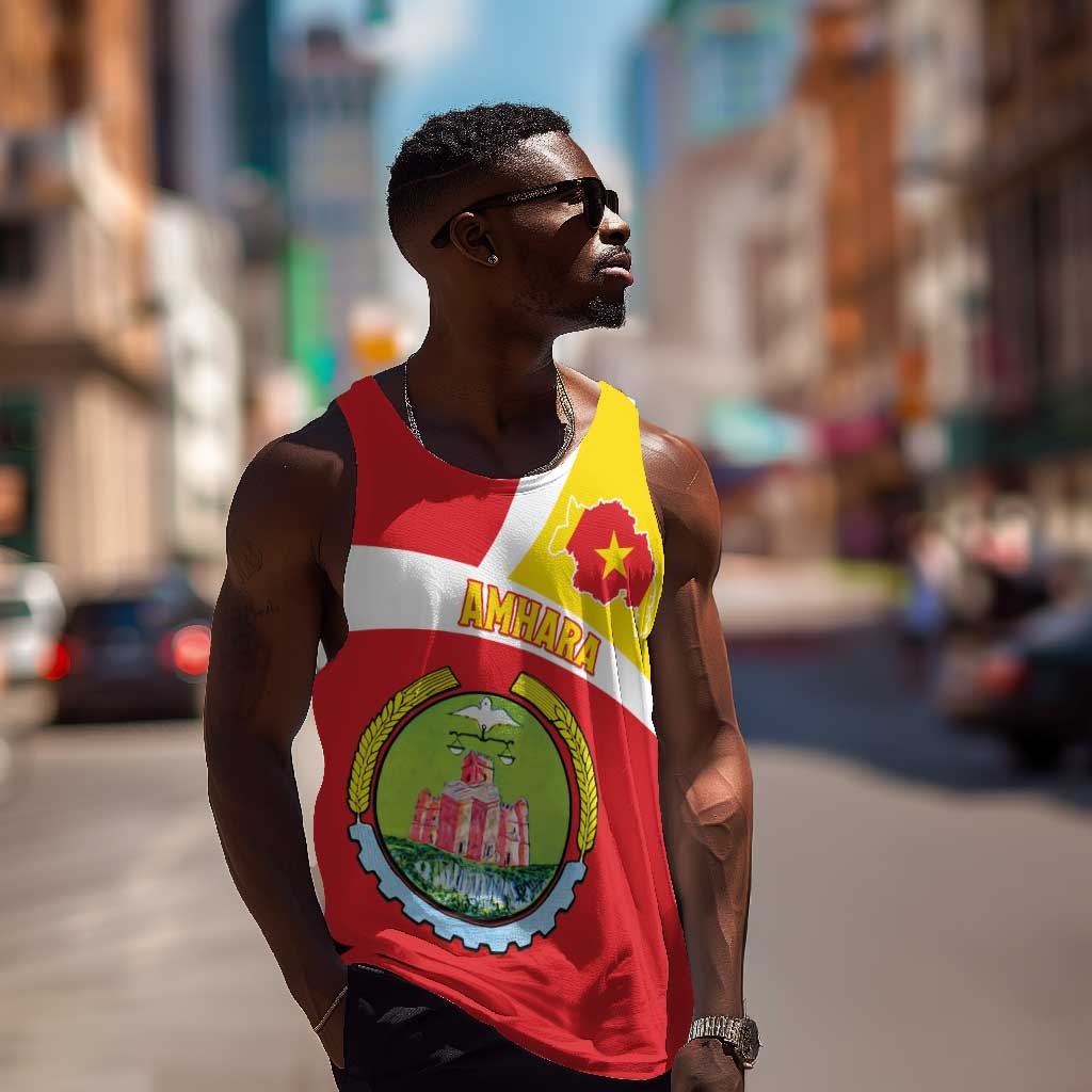 Personalized Amhara Region Men Tank Top Coat Of Arms With Amhara Map