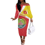 Personalized Amhara Region Off The Shoulder Long Sleeve Dress Coat Of Arms With Amhara Map