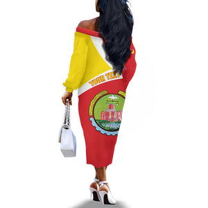 Personalized Amhara Region Off The Shoulder Long Sleeve Dress Coat Of Arms With Amhara Map