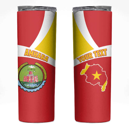 Personalized Amhara Region Skinny Tumbler Coat Of Arms With Amhara Map
