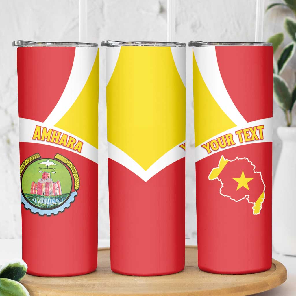 Personalized Amhara Region Skinny Tumbler Coat Of Arms With Amhara Map