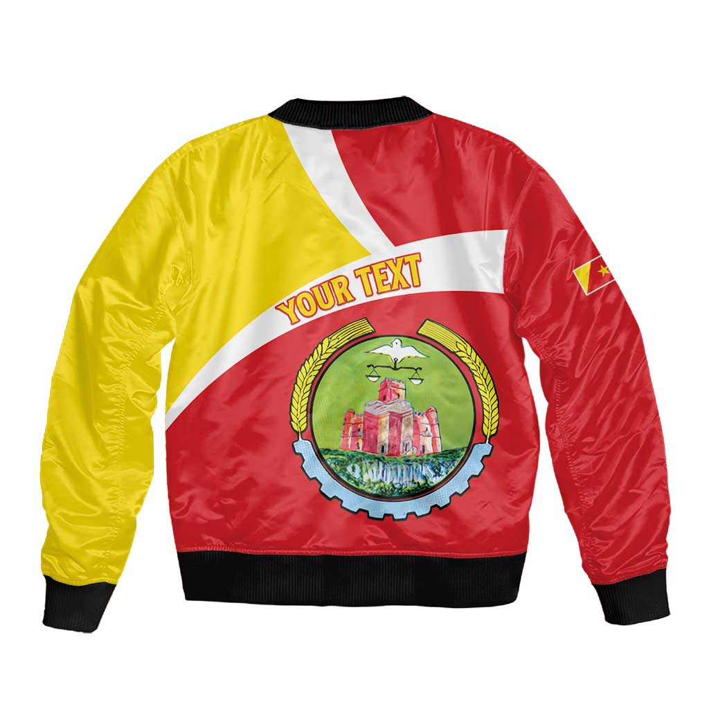 Personalized Amhara Region Sleeve Zip Bomber Jacket Coat Of Arms With Amhara Map