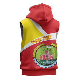 Personalized Amhara Region Sleeveless Zip Hoodie Coat Of Arms With Amhara Map - African Pride