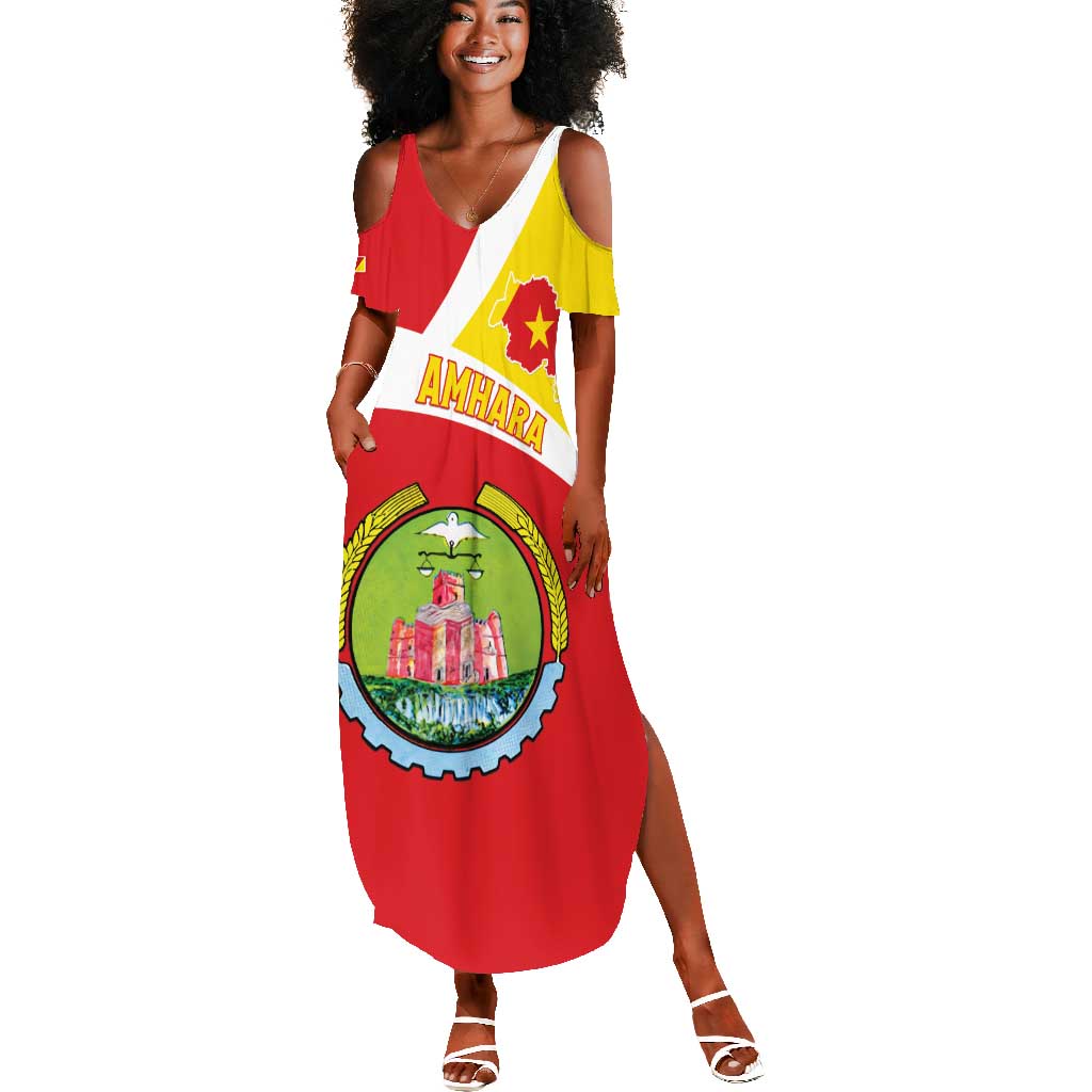 Personalized Amhara Region Summer Maxi Dress Coat Of Arms With Amhara Map