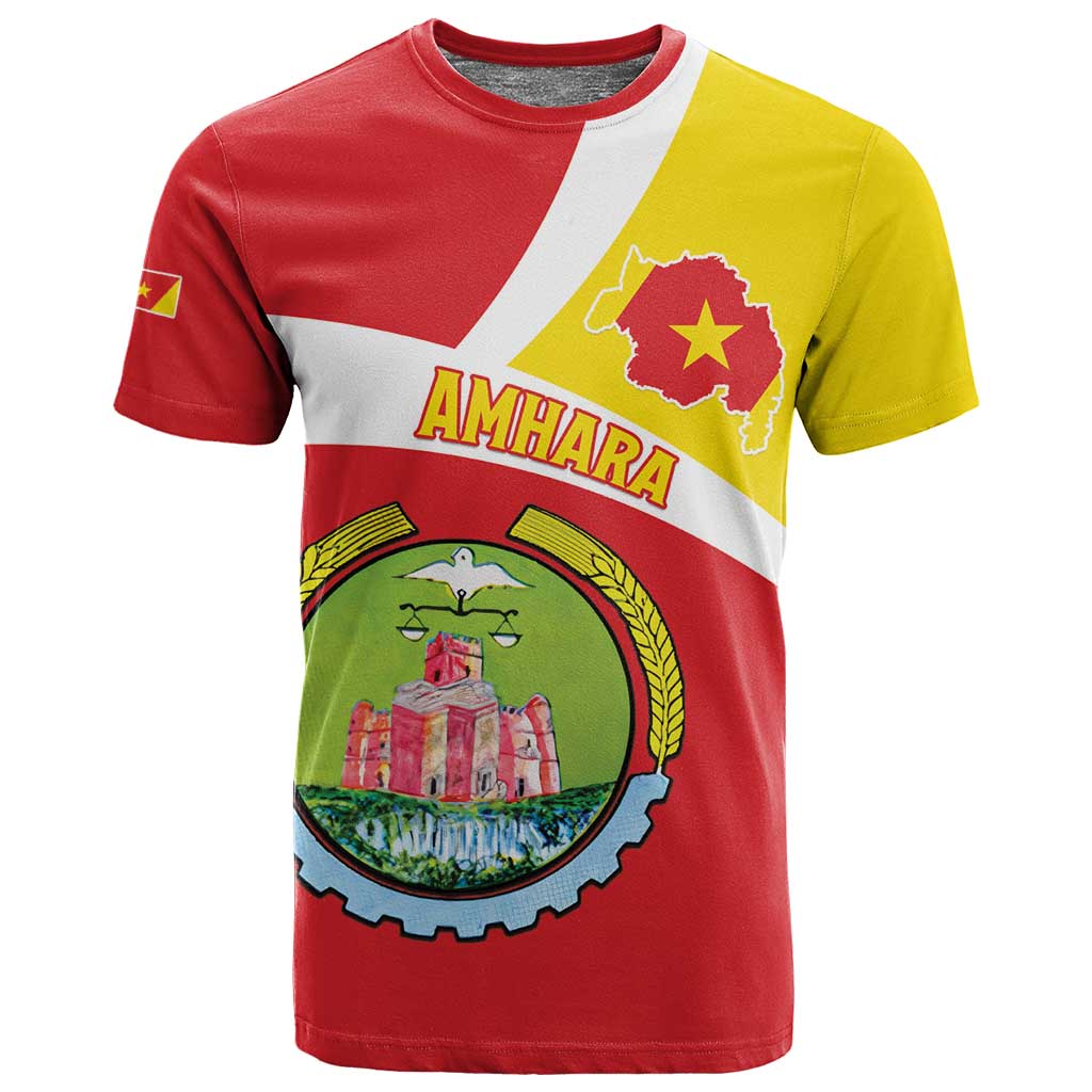 Personalized Amhara Region T shirt Coat Of Arms With Amhara Map