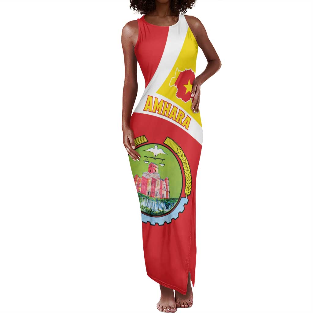 Personalized Amhara Region Tank Maxi Dress Coat Of Arms With Amhara Map