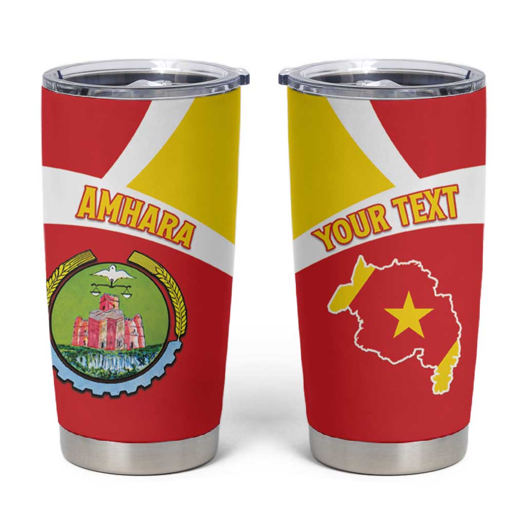 Personalized Amhara Region Tumbler Cup Coat Of Arms With Amhara Map
