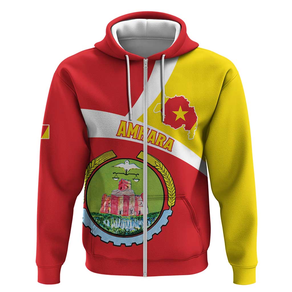 Personalized Amhara Region Zip Hoodie Coat Of Arms With Amhara Map