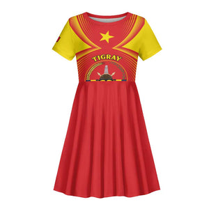Personalized Tigray Region Kid Short Sleeve Dress Coat Of Arms With Tigray Map