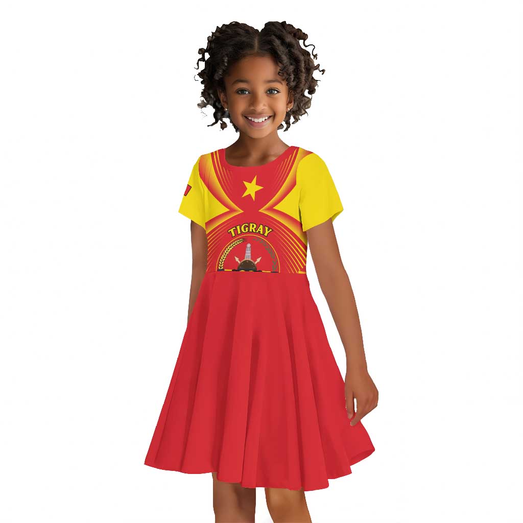 Personalized Tigray Region Kid Short Sleeve Dress Coat Of Arms With Tigray Map