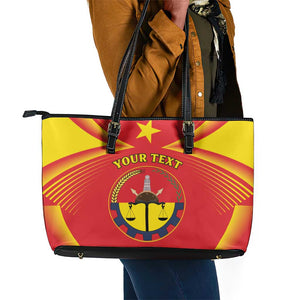 Personalized Tigray Region Leather Tote Bag Coat Of Arms With Tigray Map