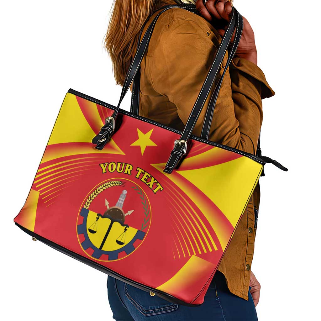 Personalized Tigray Region Leather Tote Bag Coat Of Arms With Tigray Map