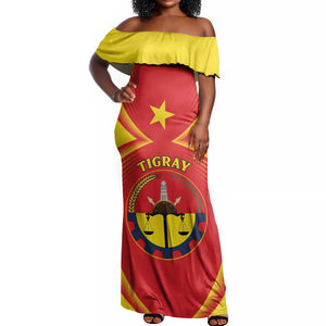 Personalized Tigray Region Off Shoulder Maxi Dress Coat Of Arms With Tigray Map