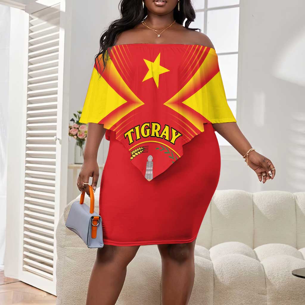 Personalized Tigray Region Off Shoulder Short Dress Coat Of Arms With Tigray Map
