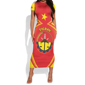 Personalized Tigray Region Short Sleeve Bodycon Dress Coat Of Arms With Tigray Map LT15