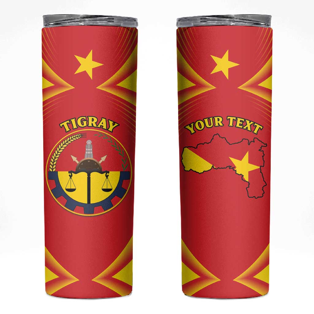 Personalized Tigray Region Skinny Tumbler Coat Of Arms With Tigray Map