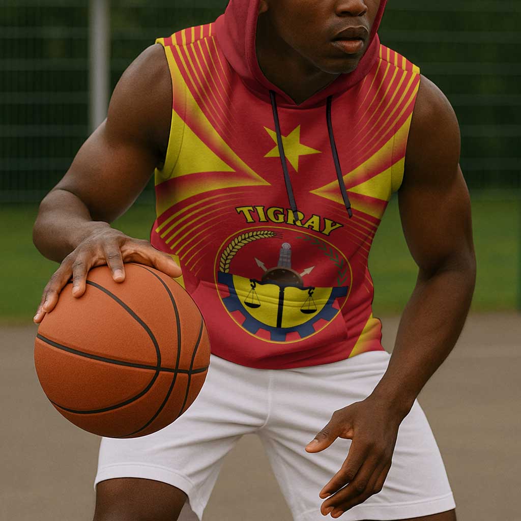 Personalized Tigray Region Sleeveless Hoodie Coat Of Arms With Tigray Map - African Pride
