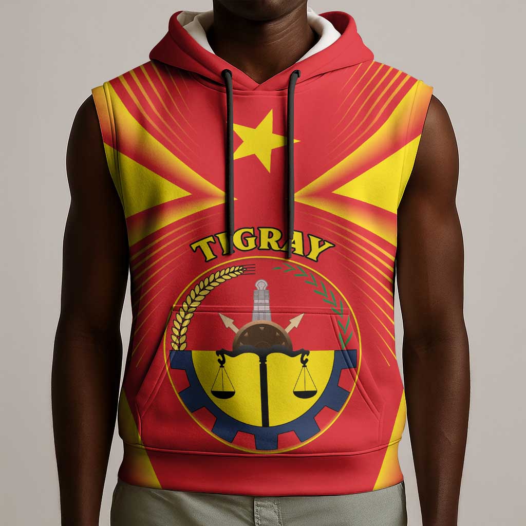 Personalized Tigray Region Sleeveless Hoodie Coat Of Arms With Tigray Map - African Pride