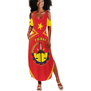 Personalized Tigray Region Summer Maxi Dress Coat Of Arms With Tigray Map