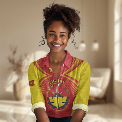 Personalized Tigray Region Women Casual Shirt Coat Of Arms With Tigray Map