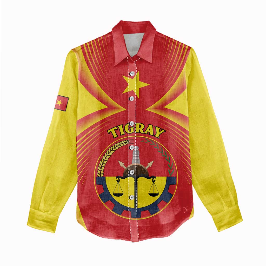 Personalized Tigray Region Women Casual Shirt Coat Of Arms With Tigray Map