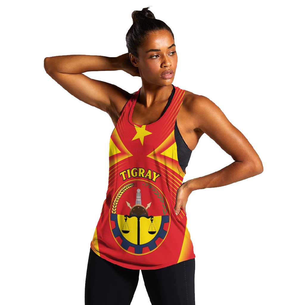 Personalized Tigray Region Women Racerback Tank Coat Of Arms With Tigray Map