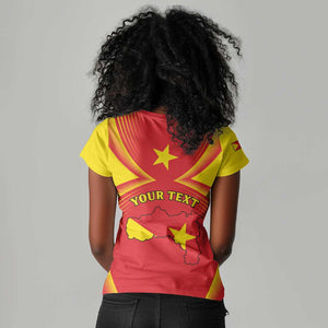 Personalized Tigray Region Women V-Neck T-Shirt Coat Of Arms With Tigray Map