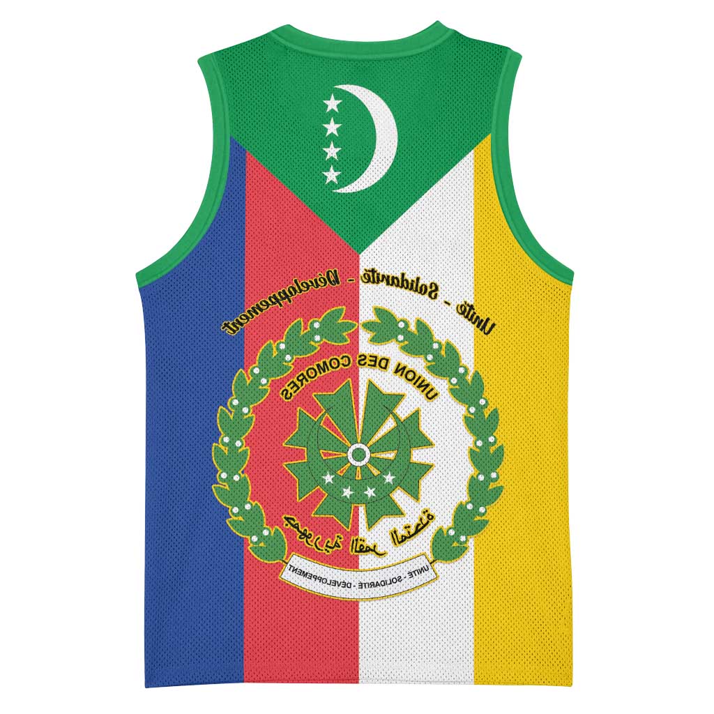 Comoros Coat Of Arms Flag Style Basketball Jersey - African Pride