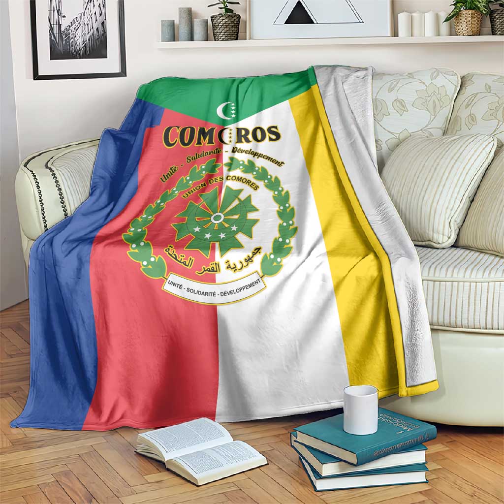 Comoros Coat Of Arms Flag Style Blanket