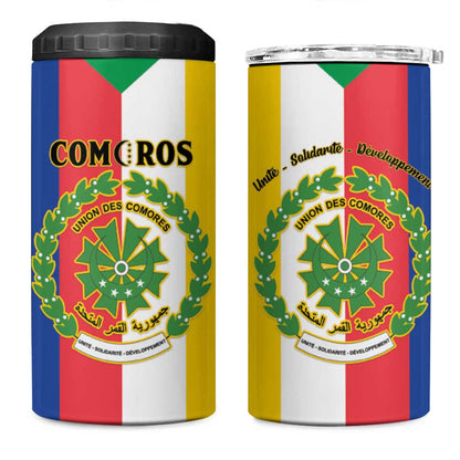 Comoros Coat Of Arms Flag Style 4 in 1 Can Cooler Tumbler