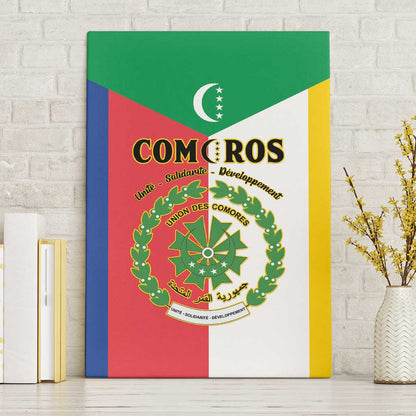 Comoros Coat Of Arms Flag Style Canvas Wall Art