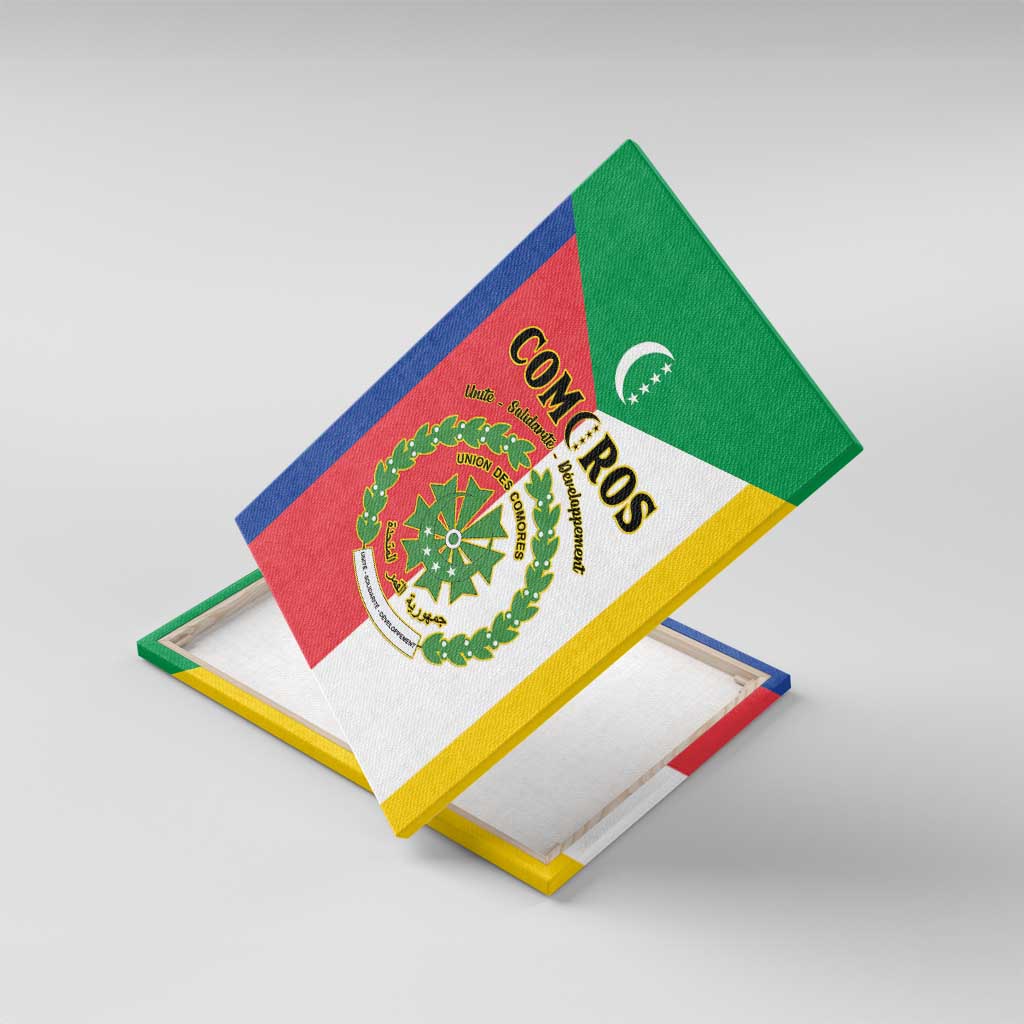 Comoros Coat Of Arms Flag Style Canvas Wall Art