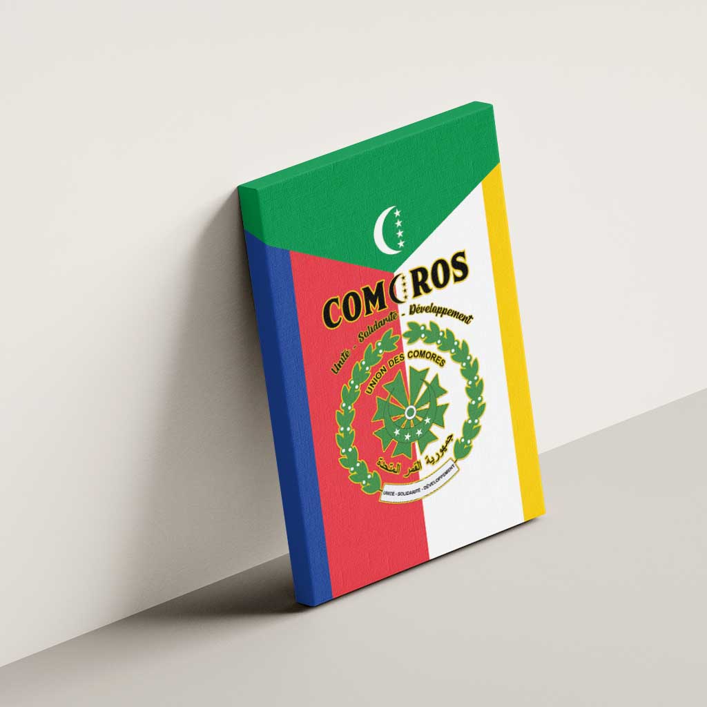 Comoros Coat Of Arms Flag Style Canvas Wall Art