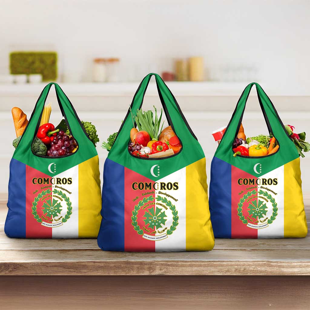 Comoros Coat Of Arms Flag Style Grocery Bag