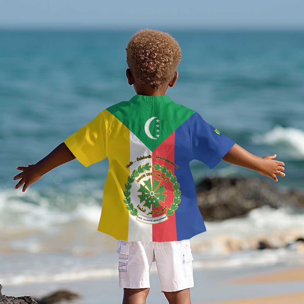 Comoros Coat Of Arms Flag Style Kid Hawaiian Shirt