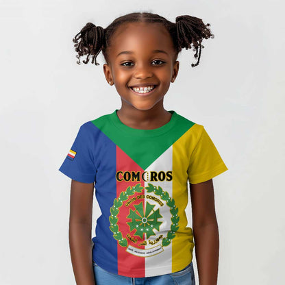Comoros Coat Of Arms Flag Style Kid T shirt