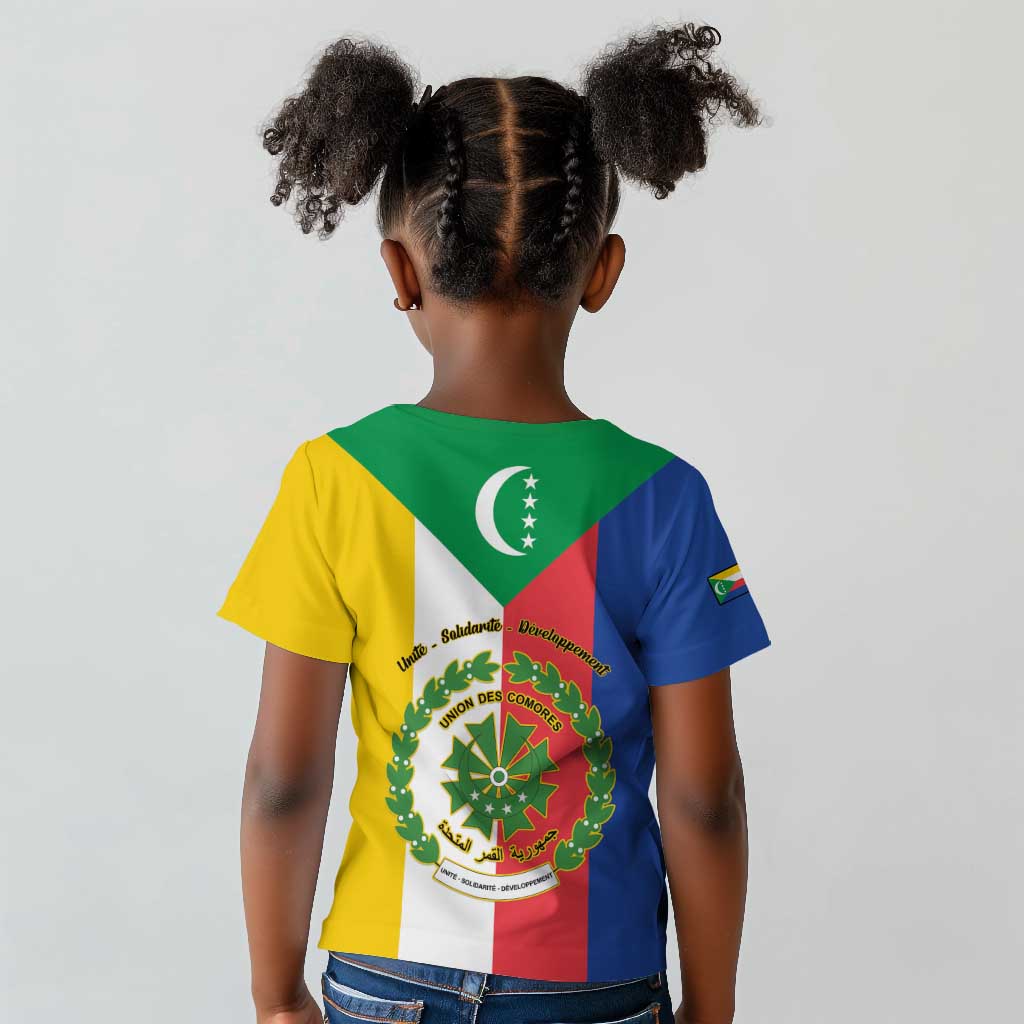 Comoros Coat Of Arms Flag Style Kid T shirt