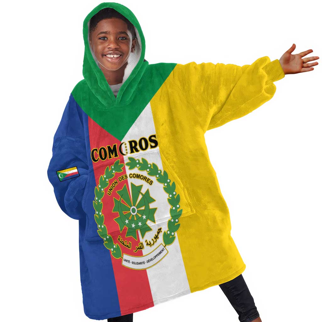 Comoros Coat Of Arms Flag Style Kid Wearable Blanket Hoodie