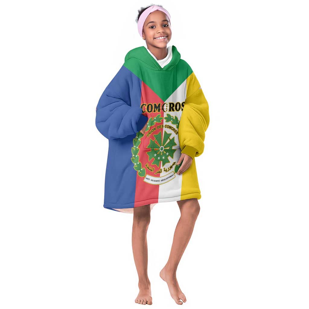 Comoros Coat Of Arms Flag Style Kid Wearable Blanket Hoodie
