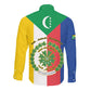 Comoros Coat Of Arms Flag Style Long Sleeve Button Shirt
