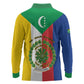 Comoros Coat Of Arms Flag Style Long Sleeve Polo Shirt