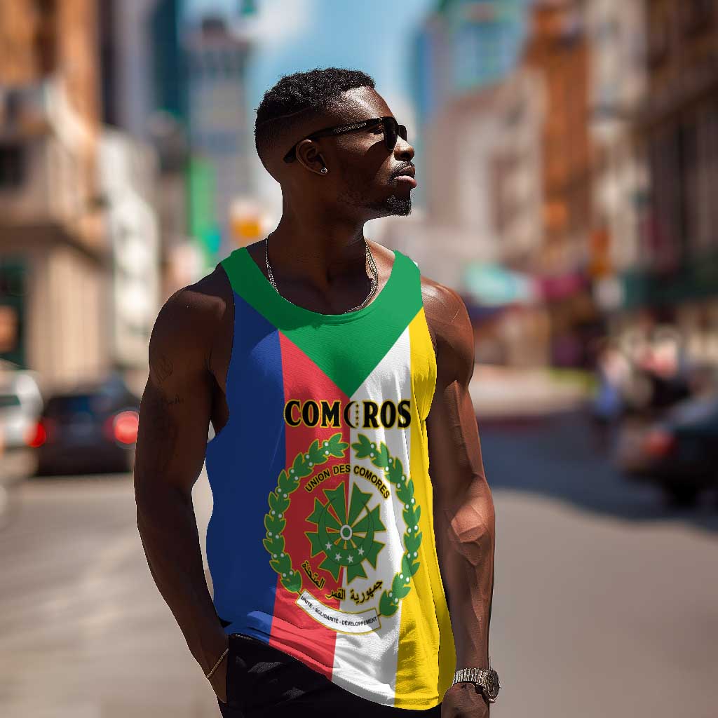 Comoros Coat Of Arms Flag Style Men Tank Top
