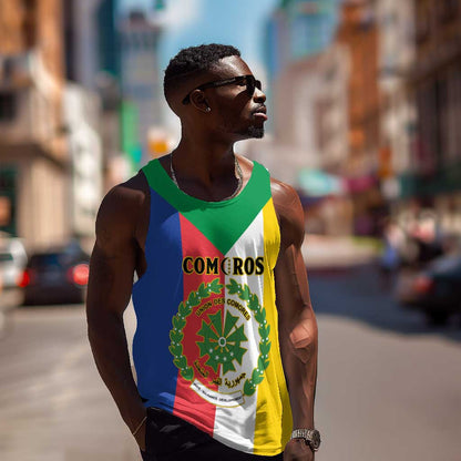 Comoros Coat Of Arms Flag Style Men Tank Top